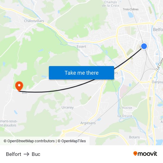 Belfort to Buc map