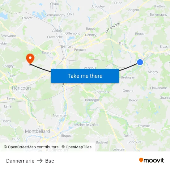 Dannemarie to Buc map