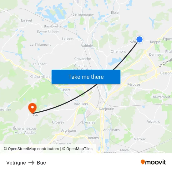 Vétrigne to Buc map