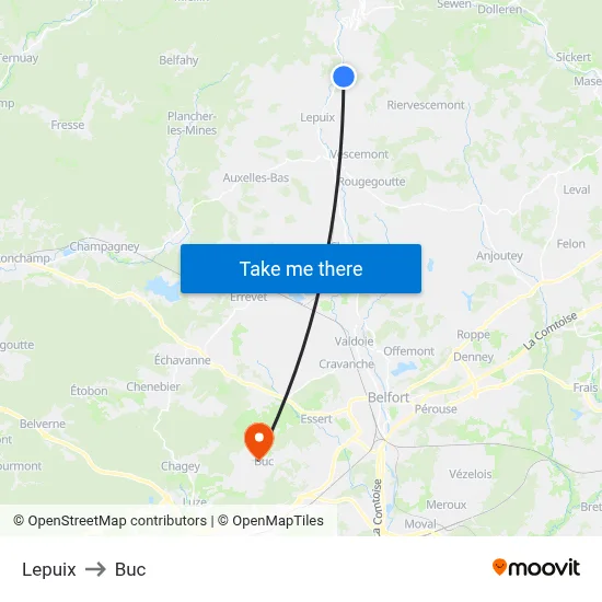 Lepuix to Buc map