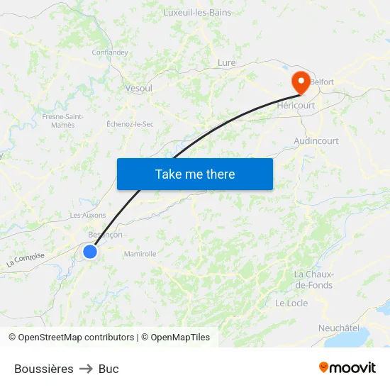 Boussières to Buc map