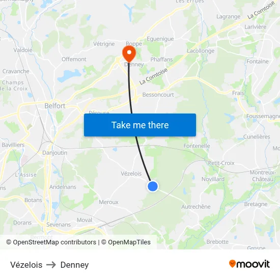 Vézelois to Denney map