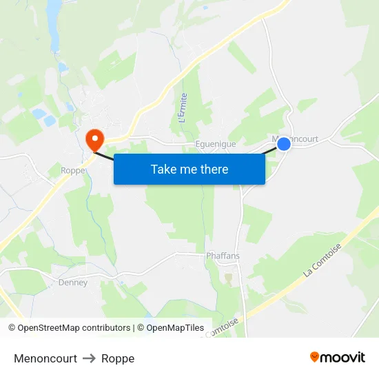 Menoncourt to Roppe map