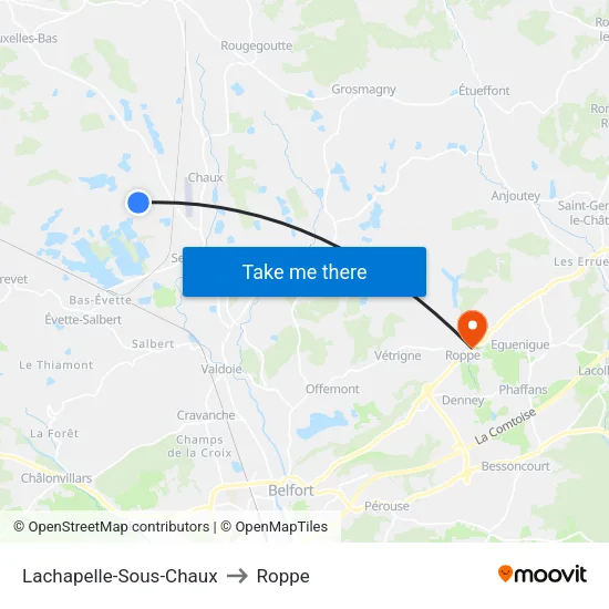 Lachapelle-Sous-Chaux to Roppe map