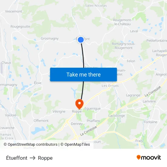 Étueffont to Roppe map