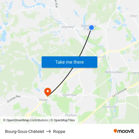 Bourg-Sous-Châtelet to Roppe map