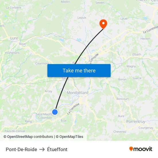 Pont-De-Roide to Étueffont map