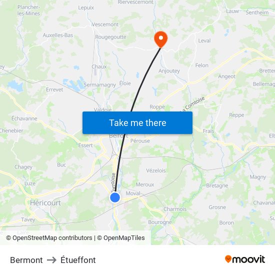 Bermont to Étueffont map