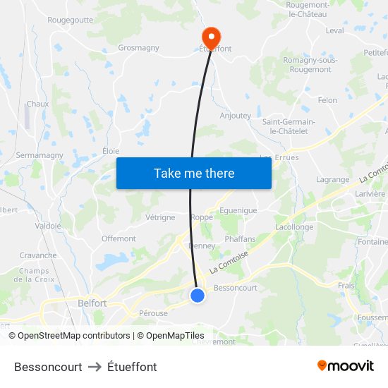 Bessoncourt to Étueffont map