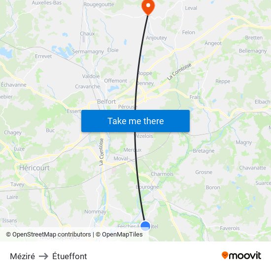 Méziré to Étueffont map