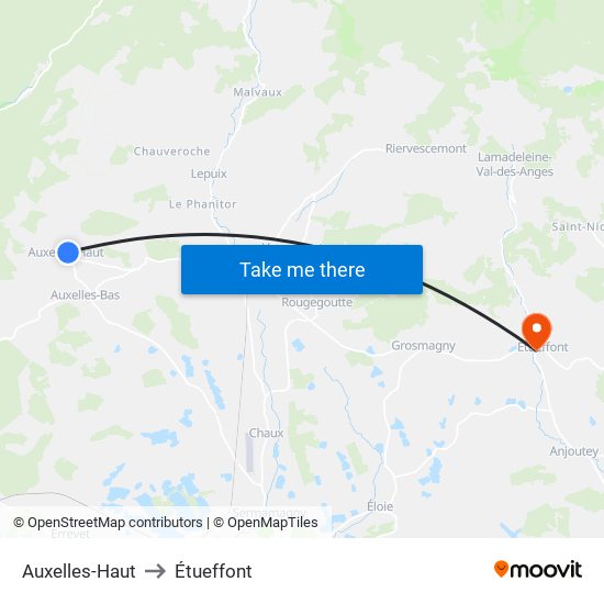 Auxelles-Haut to Étueffont map