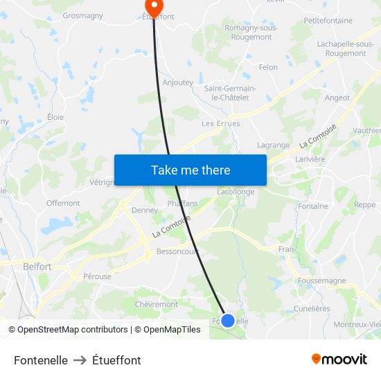 Fontenelle to Étueffont map