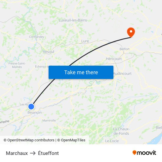 Marchaux to Étueffont map