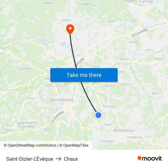 Saint-Dizier-L'Évêque to Chaux map