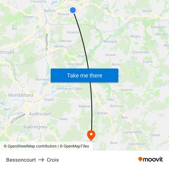 Bessoncourt to Croix map