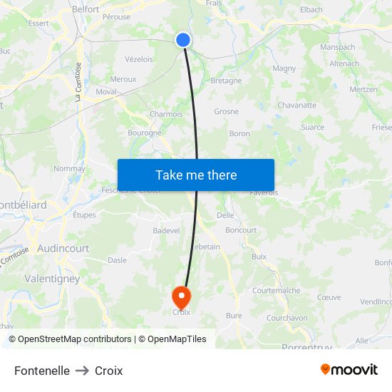 Fontenelle to Croix map