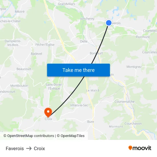 Faverois to Croix map
