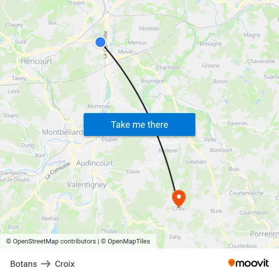 Botans to Croix map