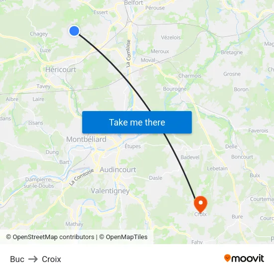 Buc to Croix map