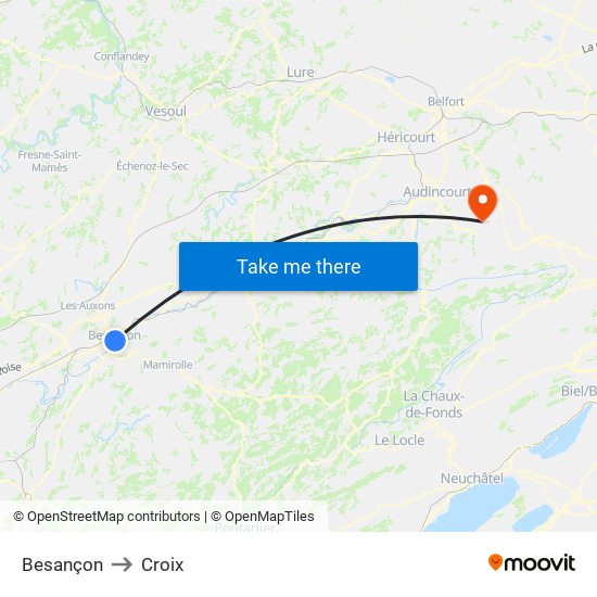 Besançon to Croix map