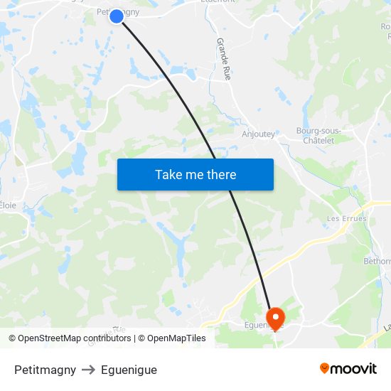 Petitmagny to Eguenigue map