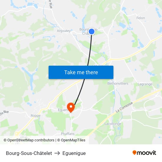 Bourg-Sous-Châtelet to Eguenigue map