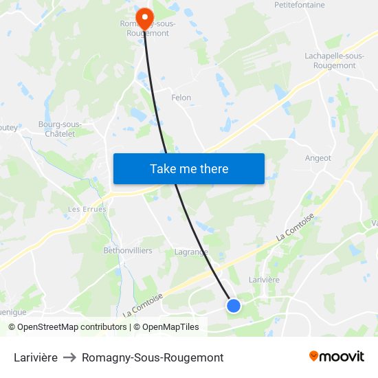 Larivière to Romagny-Sous-Rougemont map