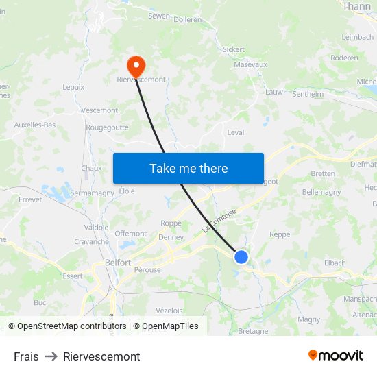 Frais to Riervescemont map