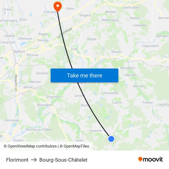 Florimont to Bourg-Sous-Châtelet map