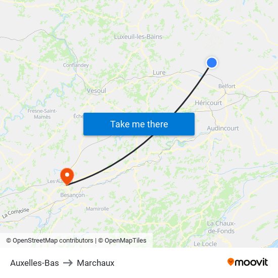 Auxelles-Bas to Marchaux map