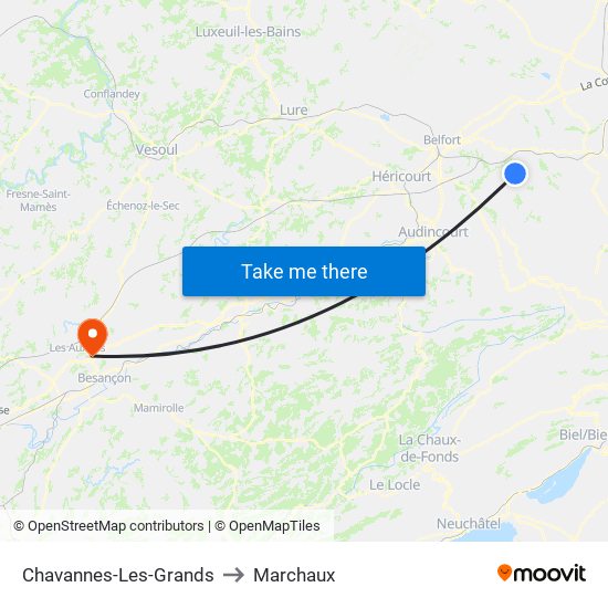 Chavannes-Les-Grands to Marchaux map