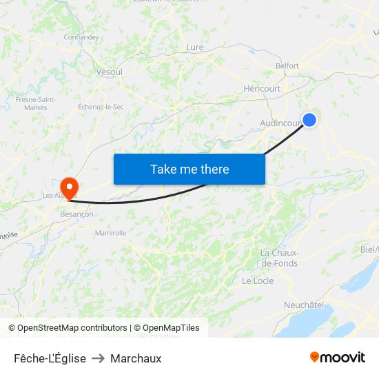 Fêche-L'Église to Marchaux map