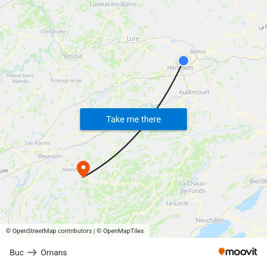 Buc to Ornans map