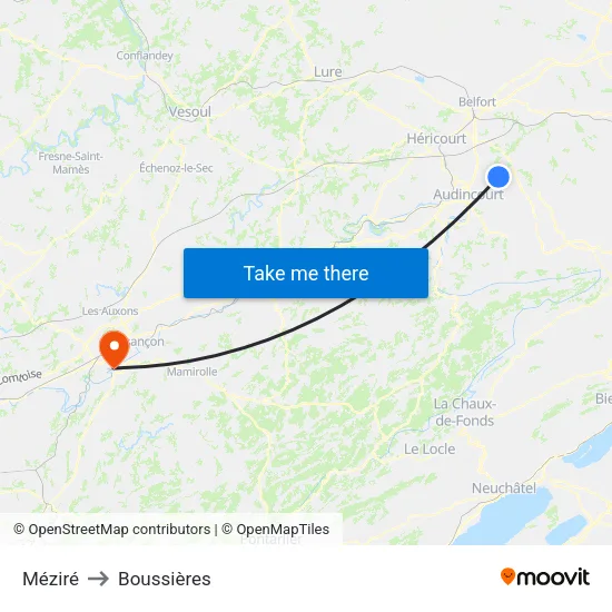 Méziré to Boussières map