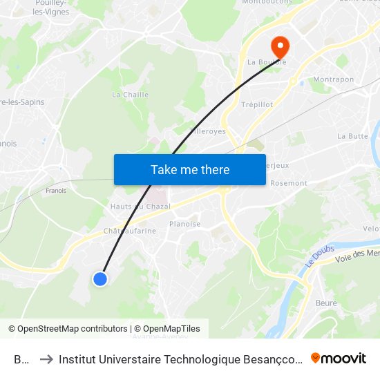 Bois to Institut Universtaire Technologique Besançcon-Vesoul map