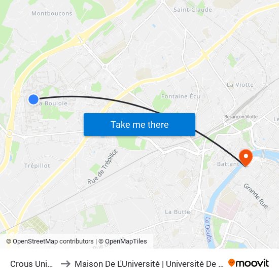 Crous Université to Maison De L'Université | Université De Franche-Comté map