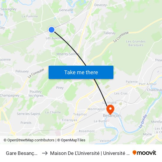 Gare Besançon Fc Tgv to Maison De L'Université | Université De Franche-Comté map