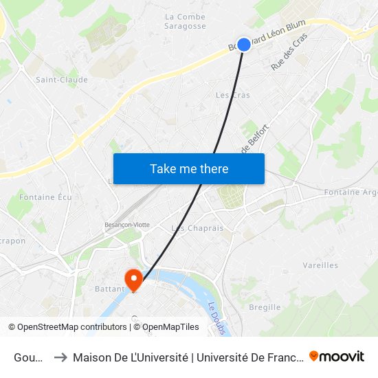 Gounod to Maison De L'Université | Université De Franche-Comté map