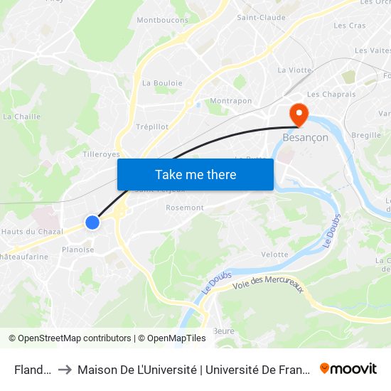 Flandres to Maison De L'Université | Université De Franche-Comté map