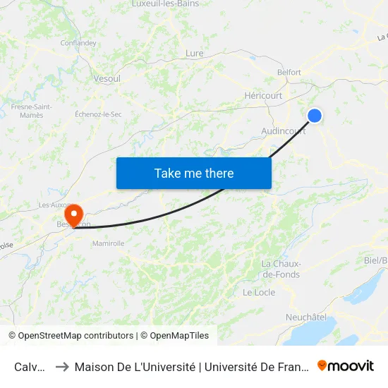 Calvaire to Maison De L'Université | Université De Franche-Comté map