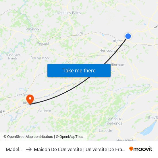 Madeleine to Maison De L'Université | Université De Franche-Comté map