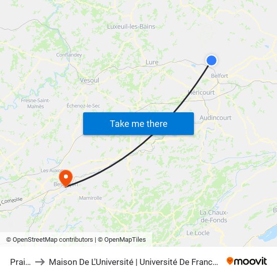 Prairie to Maison De L'Université | Université De Franche-Comté map