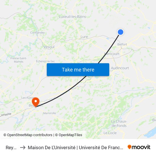 Reydel to Maison De L'Université | Université De Franche-Comté map