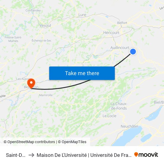 Saint-Dizier to Maison De L'Université | Université De Franche-Comté map