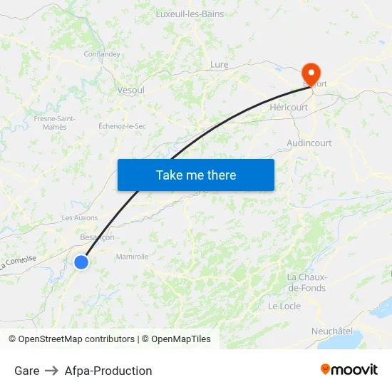 Gare to Afpa-Production map