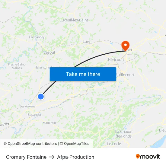Cromary Fontaine to Afpa-Production map