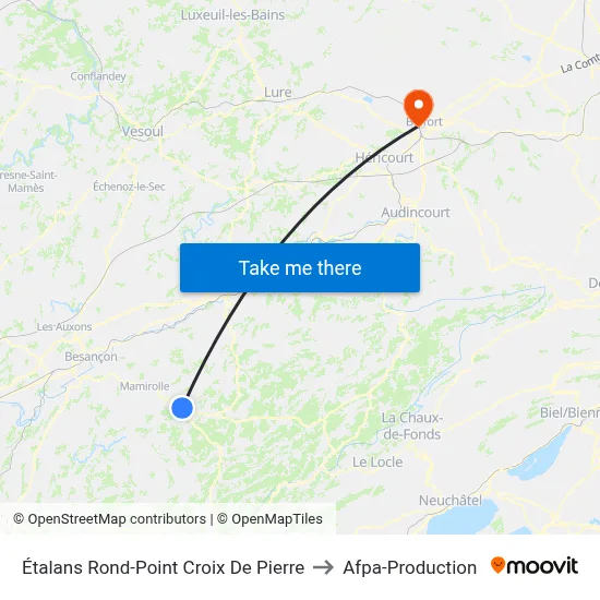 Étalans Rond-Point Croix De Pierre to Afpa-Production map