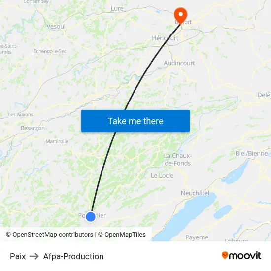 Paix to Afpa-Production map