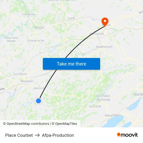 Place Courbet to Afpa-Production map