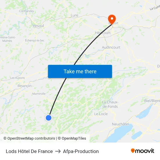 Lods Hôtel De France to Afpa-Production map